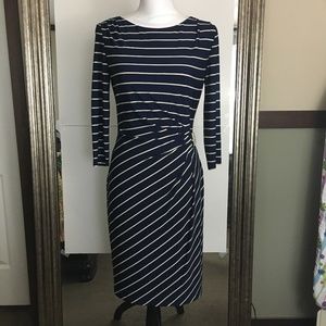 Jessica H. Womens sz 6 Navy Striped Dress Business